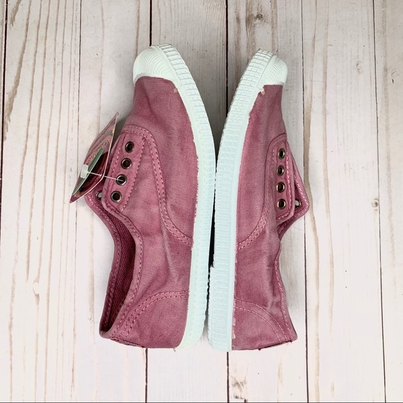 Cienta Kids Slip-On Canvas Sneaker ‘Distressed Pink’ Laceless Ecological Fabric - Picture 6 of 13